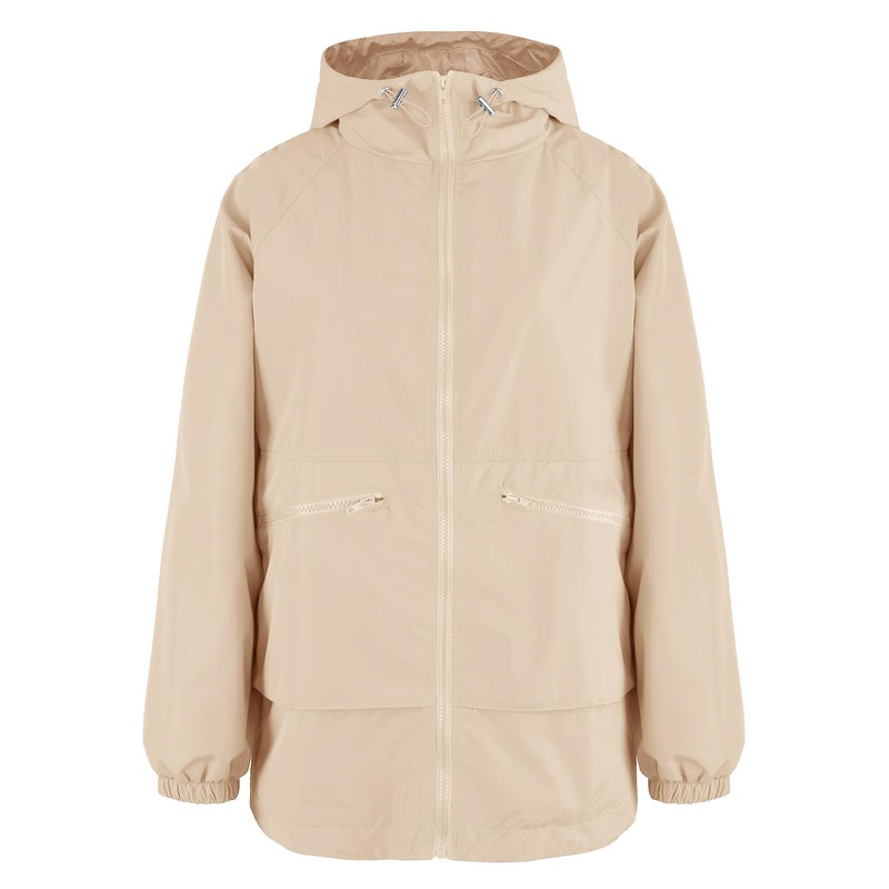 PESION Lightweight Rain Jacket Women Waterproof Raincoat Packable Hooded Windbreaker, Khaki, Large - Image 5