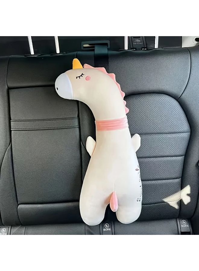 Unicorn Shape Car Seat Belt Shoulder Pillow U Shaped Neck Support Cushion For Long Drives Travel Soft Polyester Universal Fit Car Interior Accessories Adorable Design Comfortable Pillow - Image 4