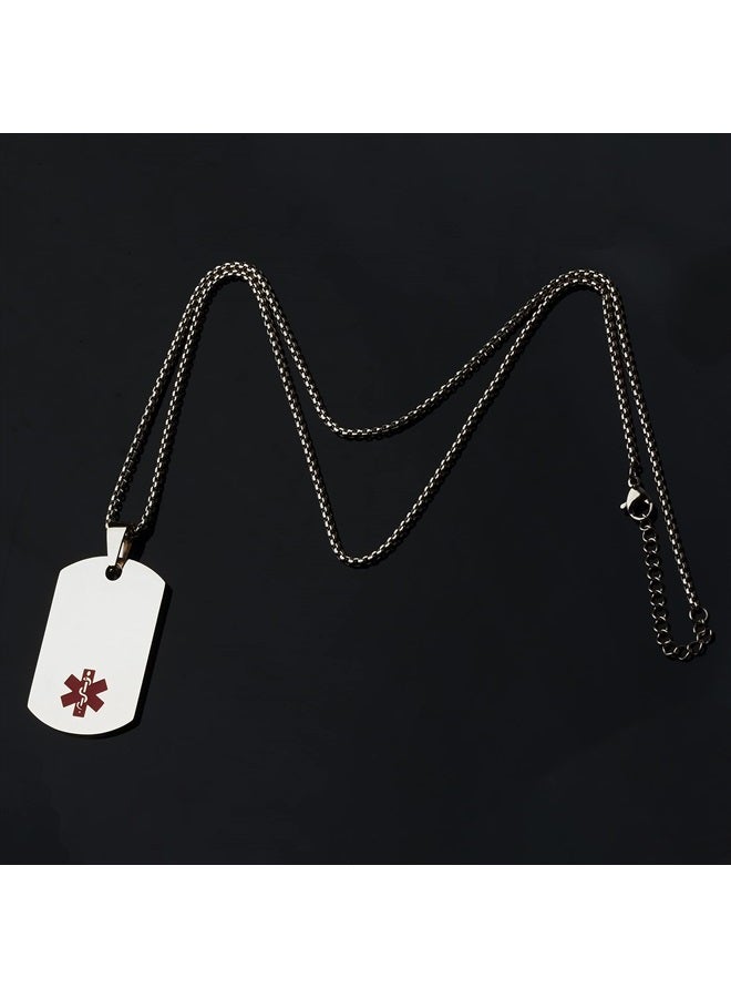 UNICGIFT Medical Alert ID Necklace, Laser Engraved AUTISM, Stainless Steel Tag Pendant with 23.6 inch Chain for Men Women - Image 4