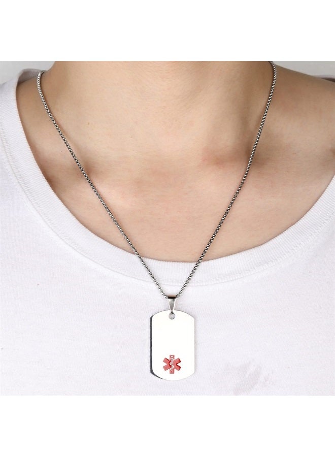 UNICGIFT Medical Alert ID Necklace, Laser Engraved AUTISM, Stainless Steel Tag Pendant with 23.6 inch Chain for Men Women - Image 3