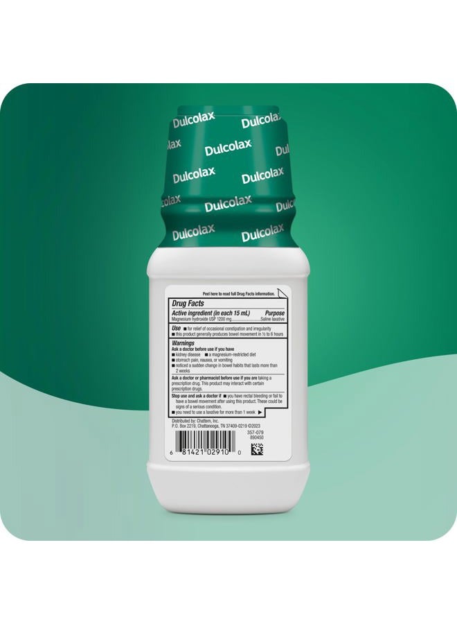 DULCOLAX Saline Laxative Liquid, Fast & Gentle Constipation Relief, Natural Laxatives, Softens Stool, Cherry Flavor, Magnesium Hydroxide 1200 mg, 12 fl. oz. - Image 3