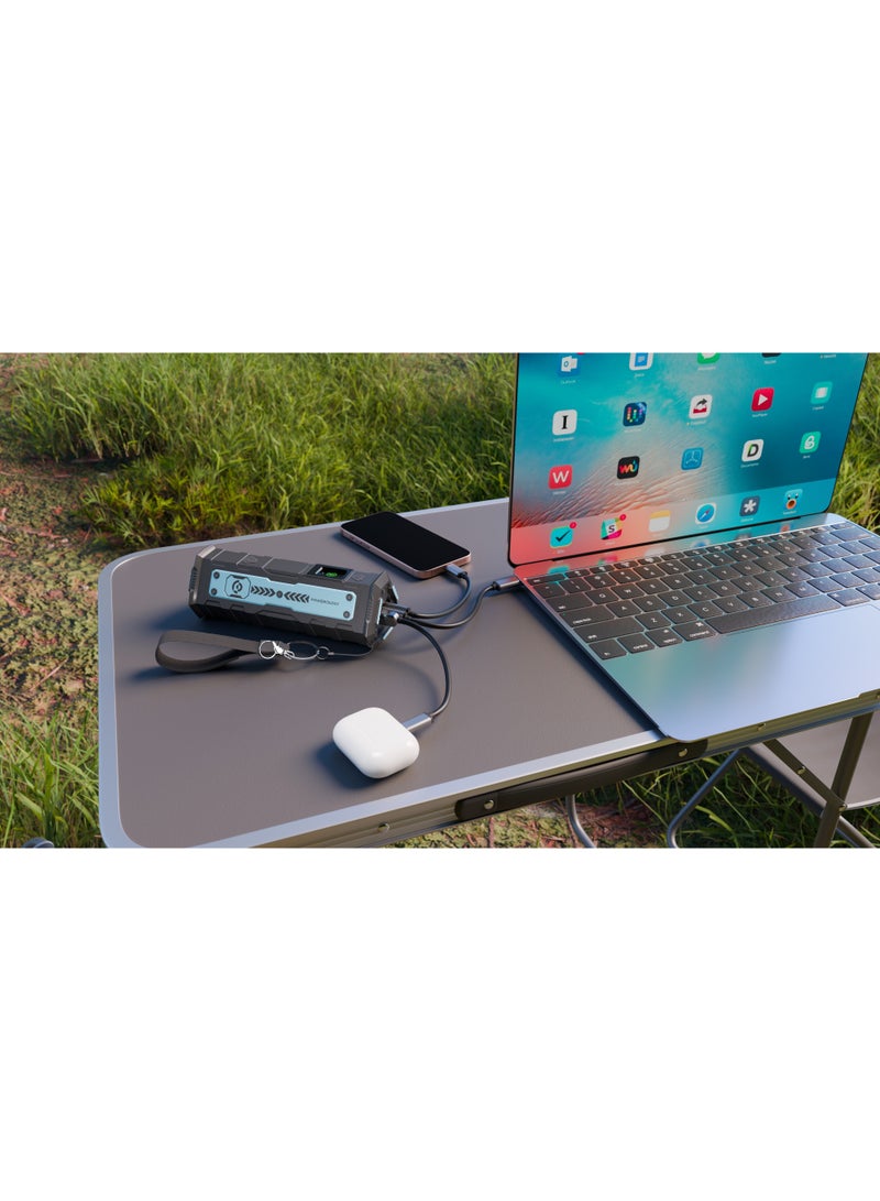 Powerology Torchpower Power Bank 20000mAh with Built-In Flashlight PD 100W / Fast Charging Powerbank / 3 Modes Flashlight / Powerful Laptop Charging / x2 USB-C PD / x1 QC 3.0 - Black - Image 3