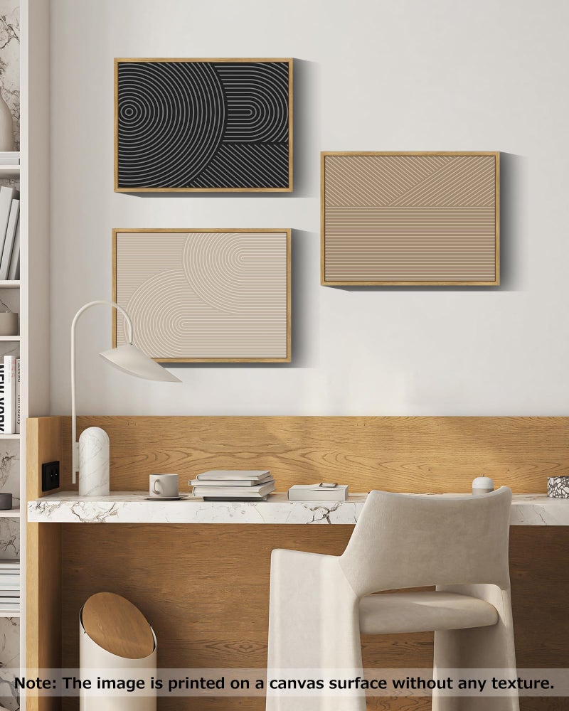 Drsoum Mid-Century Modern Framed Wall Art Minimalist Abstract Boho Neutral Line Wall Decor Geometric Artwork Kitchen Dining Room 11x14in Natural Framed - Image 5