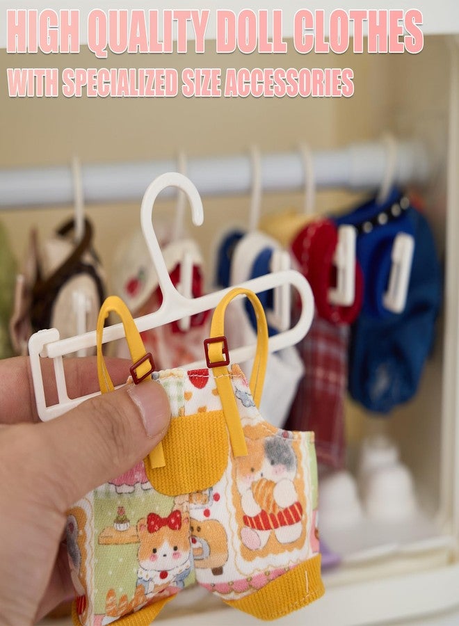 WhelvePoo Foldable Doll Wardrobe Closet Compatible with Labubu Clothes - Stackable Storage Box with 10 Hangers, Rod & Display Shelf for 15/17cm Doll Outfits (Grey) - Image 5