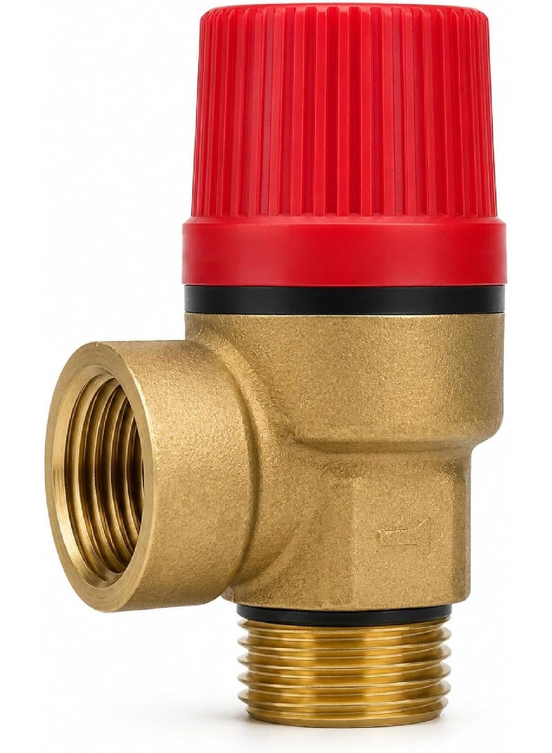 Biella Brass Safety Drain Relief Valve 3 Bar 1/2" – Heavy-Duty Pressure Release Valve for Plumbing, Solar Water Heaters & Chiller Water Systems - Image 1