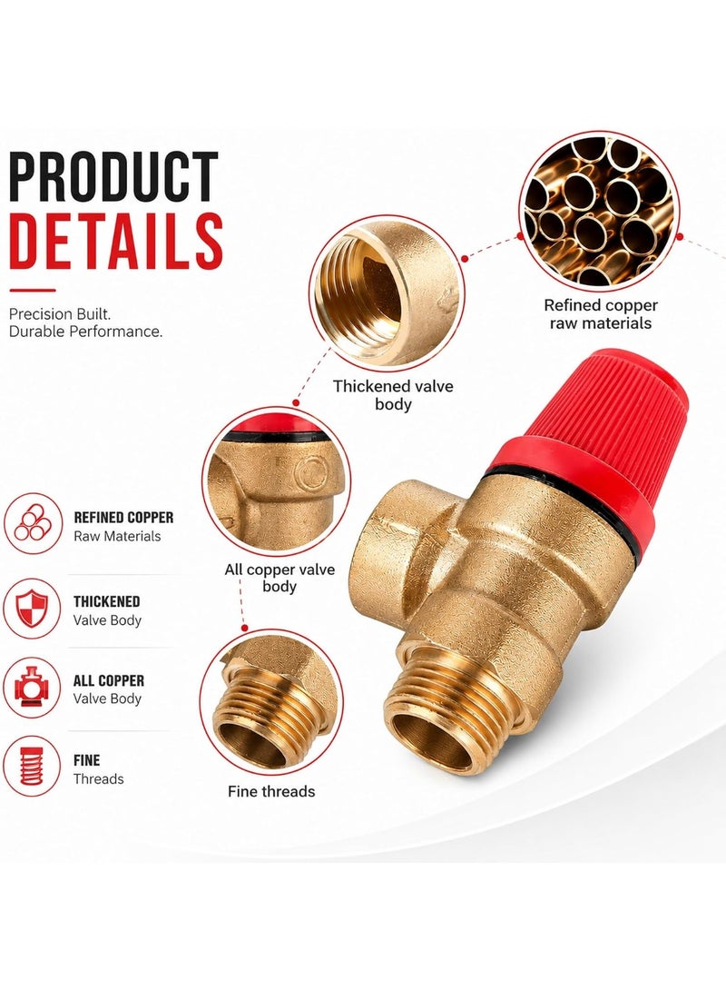 Biella Brass Safety Drain Relief Valve 3 Bar 1/2" – Heavy-Duty Pressure Release Valve for Plumbing, Solar Water Heaters & Chiller Water Systems - Image 3