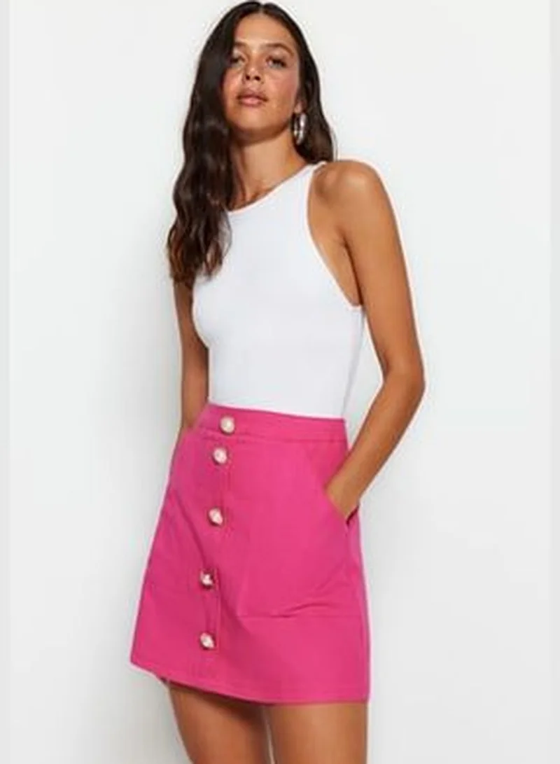 trendyol Knitted Fuchsia Skirt With Buttons TWOSS23ET00356