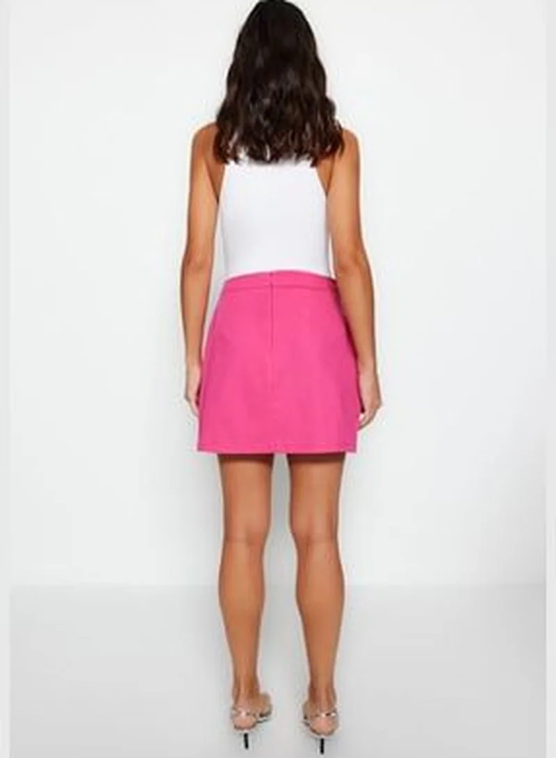 trendyol Knitted Fuchsia Skirt With Buttons TWOSS23ET00356