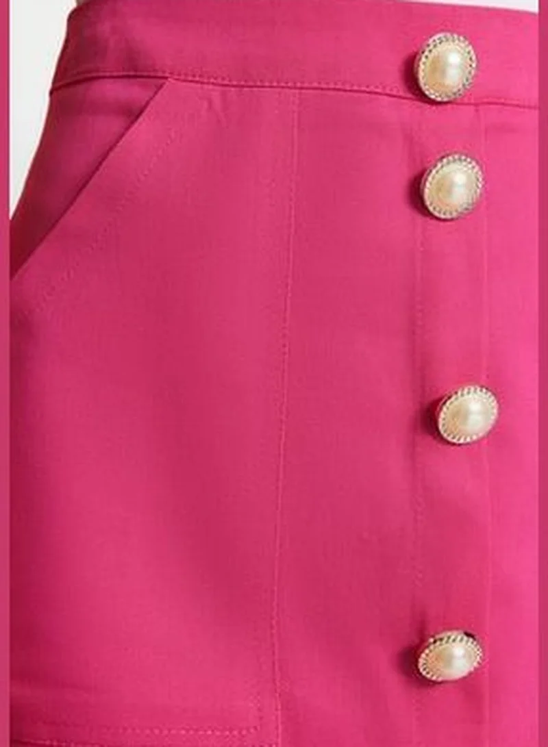 trendyol Knitted Fuchsia Skirt With Buttons TWOSS23ET00356