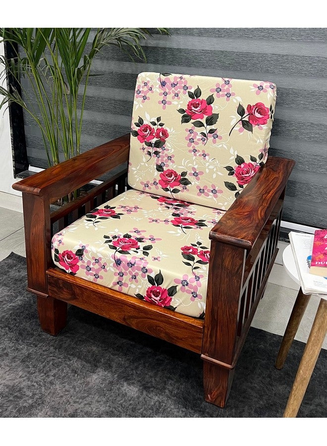 ohello® Stretchable/Spandex Printed Sofa Slip Cover, Pack of 10 Sofa seat Covers can use for livingroom, Couch, Wooden Sofas & Offices (Beige & Pink, SSC_918) - Image 2