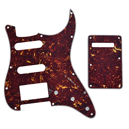 KAISH 11 Hole ST/Strat Style Pickguard HSS Pick Guard with ST Back Plate Tremolo Trem Cover for Stratocaster/Strat Made in USA/Mexico Vintage Tortoise - Image 1