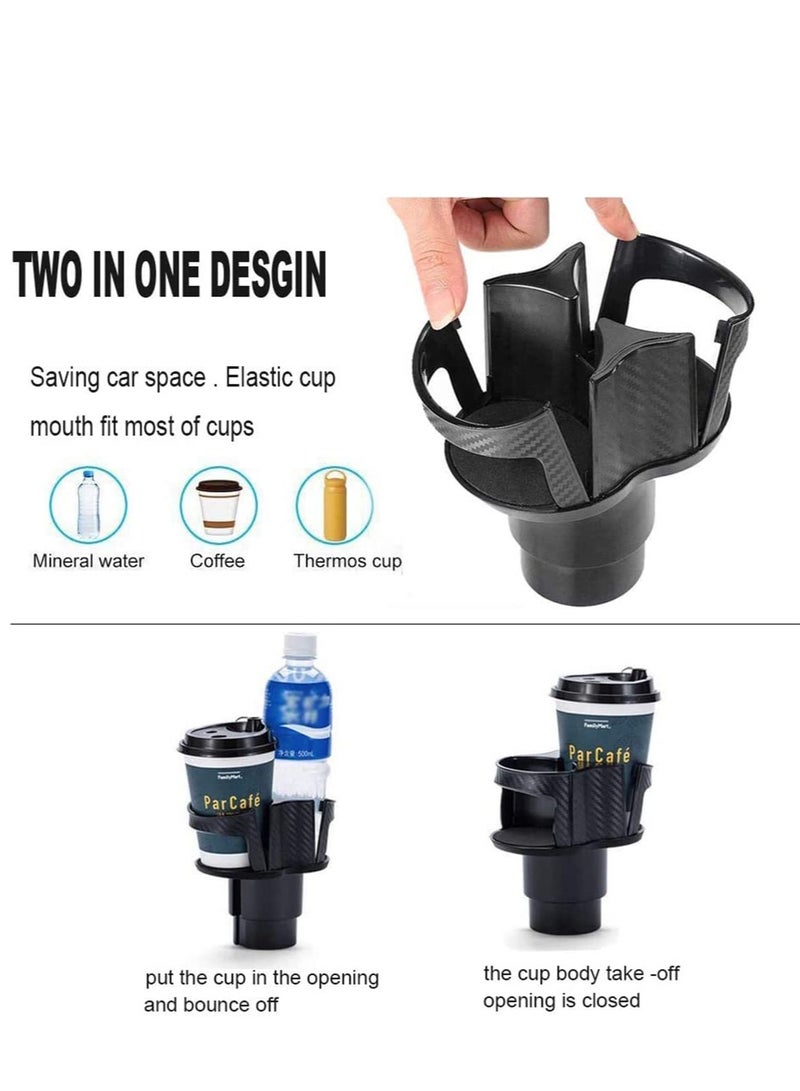 Car Cup Holder Expander Car Water Cup Holder Bracket Carbon Fiber Central Control Car Beverage Holder Water Cup 2 in 1 Universal Detachable Bottle Holder with Adjustable Base - Image 3
