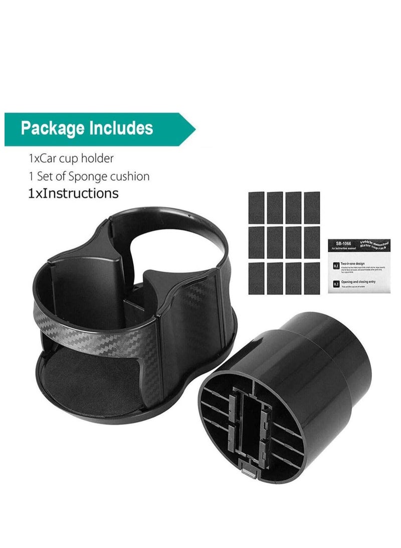 Car Cup Holder Expander Car Water Cup Holder Bracket Carbon Fiber Central Control Car Beverage Holder Water Cup 2 in 1 Universal Detachable Bottle Holder with Adjustable Base - Image 5