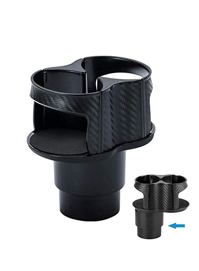 Car Cup Holder Expander Car Water Cup Holder Bracket Carbon Fiber Central Control Car Beverage Holder Water Cup 2 in 1 Universal Detachable Bottle Holder with Adjustable Base - Image 1