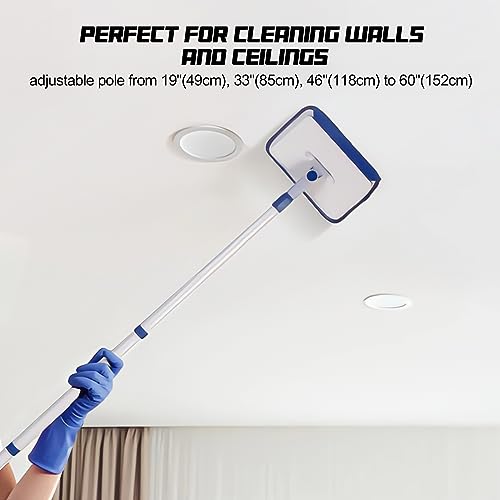 Qaestfy Baseboard Cleaner Tool with Handle, Wall Floor Mop with Extendable Long Handle Duster for Cleaning Window, Floor, Skirting Board, Ceiling, Shower, Tub Tile, Kitchen with 6 Reusable Pads - Image 2