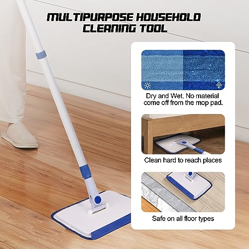 Qaestfy Baseboard Cleaner Tool with Handle, Wall Floor Mop with Extendable Long Handle Duster for Cleaning Window, Floor, Skirting Board, Ceiling, Shower, Tub Tile, Kitchen with 6 Reusable Pads - Image 5