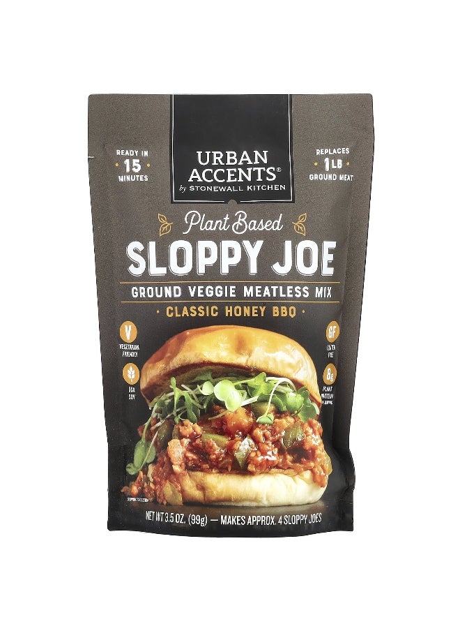 URBAN ACCENTS Urban Accents, Plant Based Sloppy Joe, Ground Veggie Meatless Mix, Classic Honey BBQ, 3.5 oz (99 g)  - Image 1