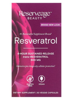Resveratrol 4-Hour Sustained Release 500 mg 30 Veggie Capsules