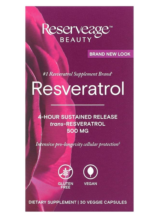 Reserveage - Resveratrol 4-Hour Sustained Release 500 mg 30 Veggie Capsules - Image 1