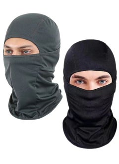 PYC 2Pcs Balaclava Face Mask UV Protection Ice Silk for Men Women Sun Hood Cycling, Climing, Running (Black+Grey)  - Image 1