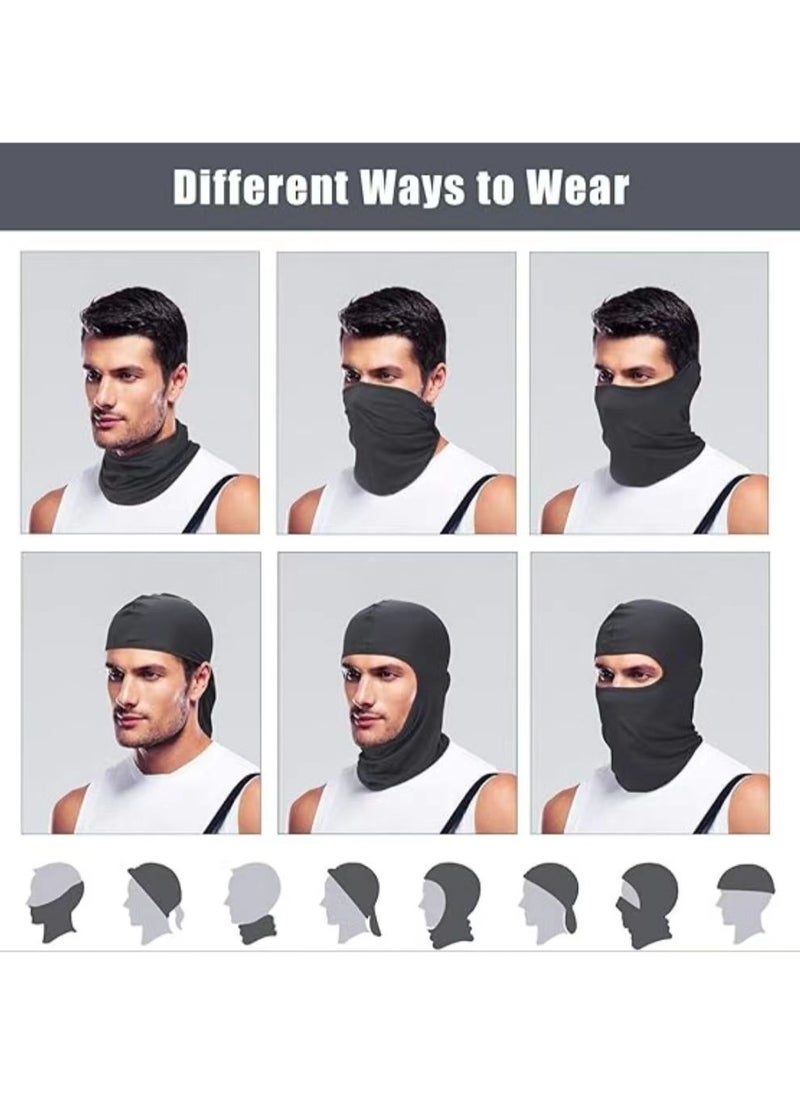 PYC 2Pcs Balaclava Face Mask UV Protection Ice Silk for Men Women Sun Hood Cycling, Climing, Running (Black+Grey)  - Image 5