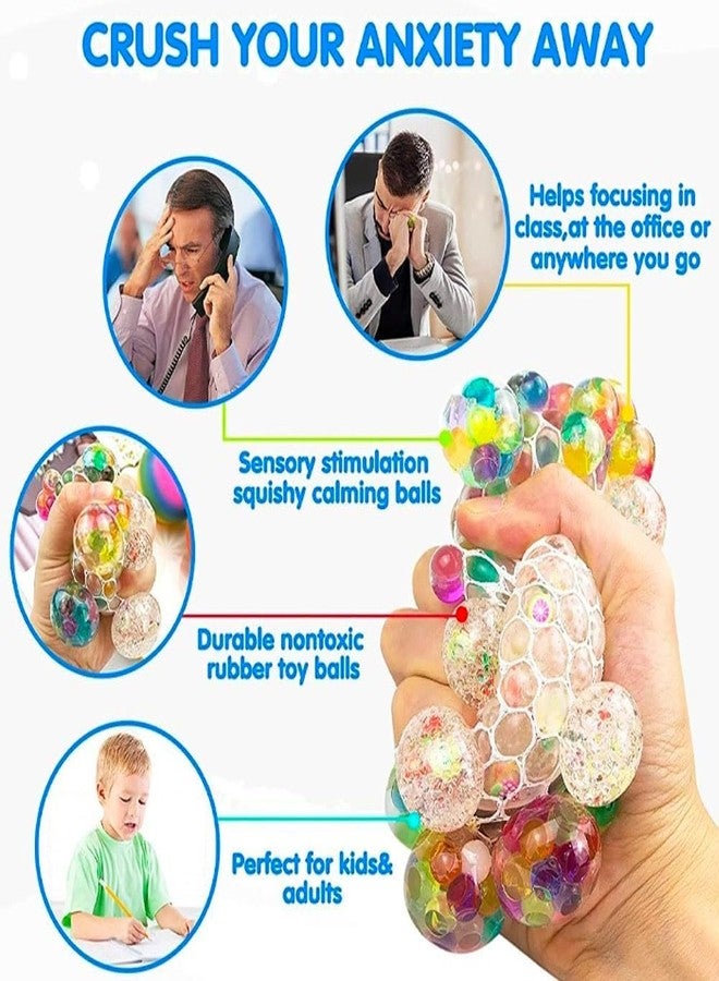 Toyshine 1Pc Magic Slime Mesh Ball Anti-Stress Anti Anxiety Squeeze Grape Ball Multicoloured Water Beads Filled Toy for Kids & Adults | Best for Birthday Return Gift - Image 5
