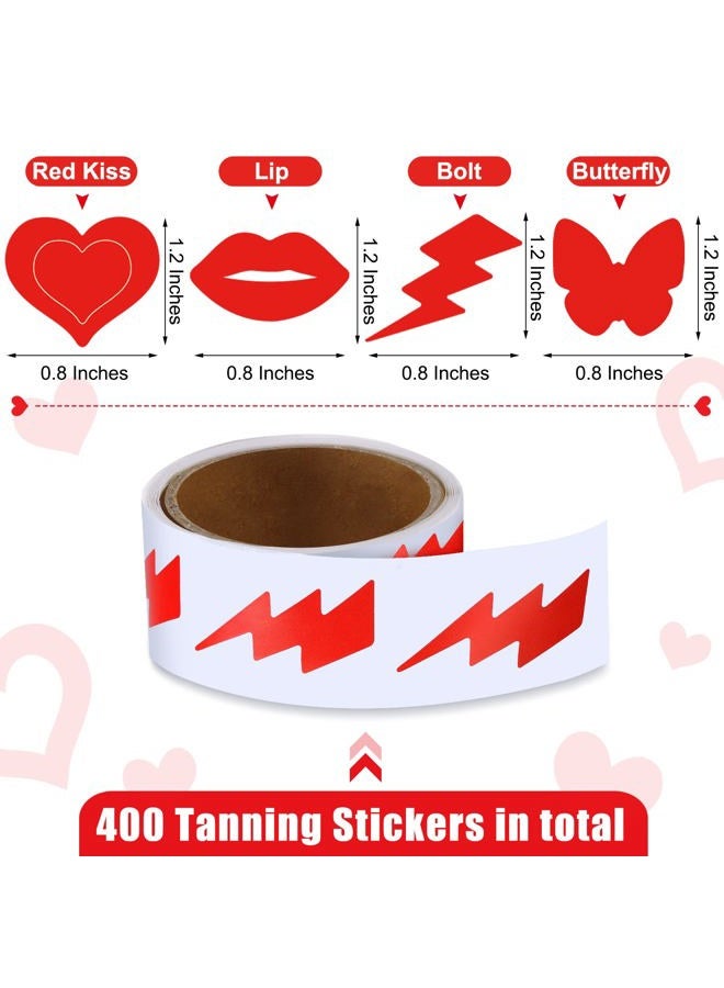 Fainne 400 قطعة ملصقات سرير التسمير لملصقات القلب للجسم ملصقات الجسم ملصقات لاصقة ذاتية صغيرة للتسمير، 100 قطعة لكل لفة، 1.2 × 0.8 بوصة (نمط أنيق) - Image 3