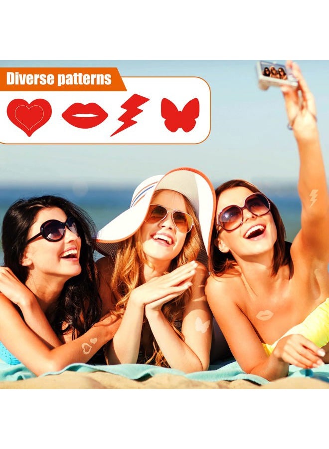 Fainne 400 قطعة ملصقات سرير التسمير لملصقات القلب للجسم ملصقات الجسم ملصقات لاصقة ذاتية صغيرة للتسمير، 100 قطعة لكل لفة، 1.2 × 0.8 بوصة (نمط أنيق) - Image 5
