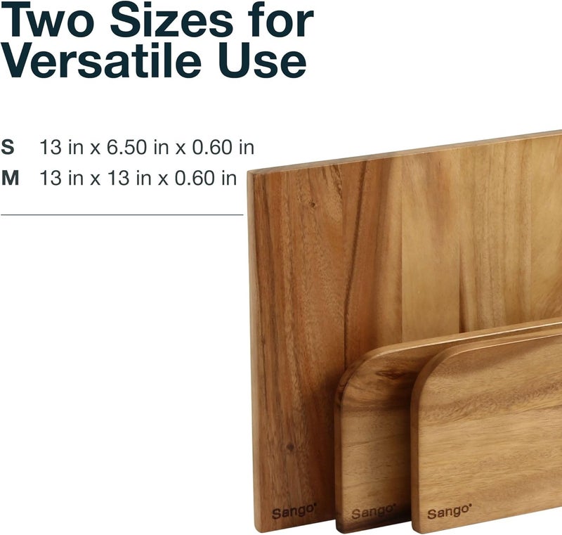 Sango Acacia Cutting Board Set with Juice Grooves and Partitions for Serving, 3-Piece- Wood Chopping Boards, Stackable & Reversible for Kitchen, Non-Toxic, Perfect as Butcher Block Countertop, Atelier - Image 3