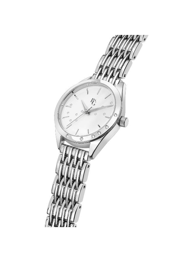 B&G Women's White Round Analog Dial with Silver Stainless Steel Band Watch - 30mm - R3853308503 - Image 2