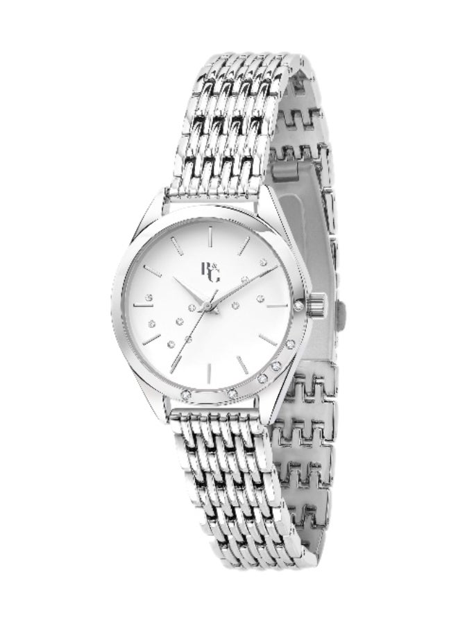 B&G Women's White Round Analog Dial with Silver Stainless Steel Band Watch - 30mm - R3853308503 - Image 1