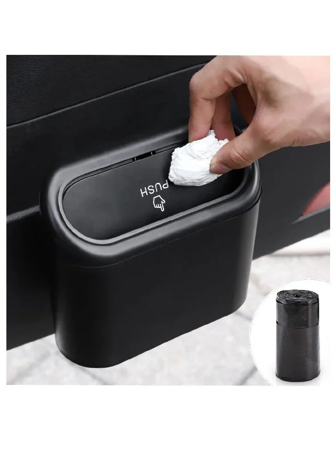 Car Trash Can Container with Bin Leak Proof Dustbin,One Roll Plastic Trash Bag 20 Pieces ,Automotive Garbage Container Bin for Vehicle, Home, Office (Black) - Image 1