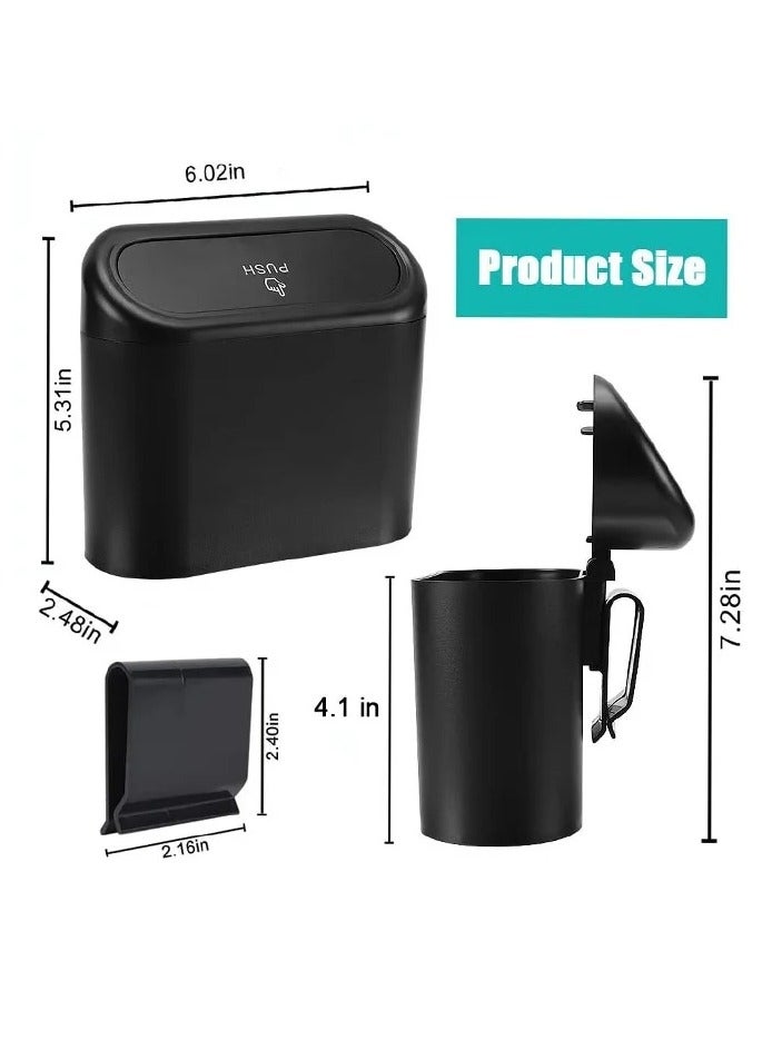 Car Trash Can Container with Bin Leak Proof Dustbin,One Roll Plastic Trash Bag 20 Pieces ,Automotive Garbage Container Bin for Vehicle, Home, Office (Black) - Image 2