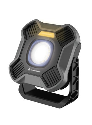 Brillite 3600mAh Work Light with 360° Rotatable Stand and 2000lm Brightness / Dual Hook / Tripod Mount / Flashlight / Portable Outdoor Light / Dual Light Modes - Black