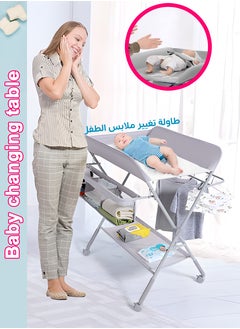 Toshionics Foldable Baby Changing Table with Wheels, Adjustable Heights, Waterproof Oxford Cloth, Portable Nursery Organizer with Storage Rack – Durable, Space-Saving Diaper Changing Station for Newborns and Infants, Multi-Functional, Sturdy Frame, Adjustable Height, Easy to Clean, Lockable Wheels, Baby Massage Table, Safe & Comfortable Changing Surface  - Image 1