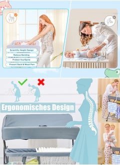 Toshionics Foldable Baby Changing Table with Wheels, Adjustable Heights, Waterproof Oxford Cloth, Portable Nursery Organizer with Storage Rack – Durable, Space-Saving Diaper Changing Station for Newborns and Infants, Multi-Functional, Sturdy Frame, Adjustable Height, Easy to Clean, Lockable Wheels, Baby Massage Table, Safe & Comfortable Changing Surface  - Image 4