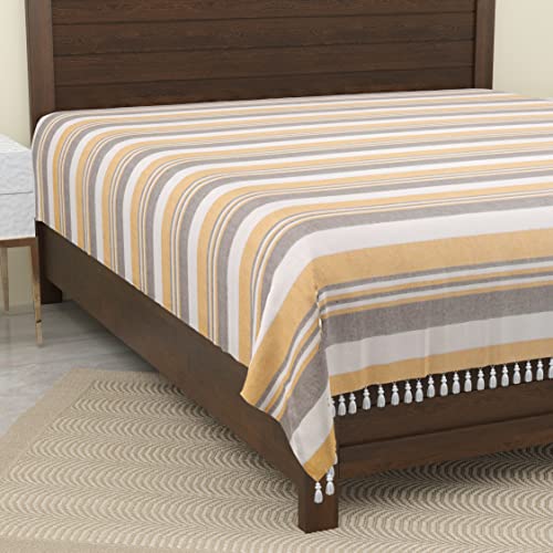 Värde Kerala Double Bedsheet Without Pillow Cover | Handloom Cotton Bedsheets for Double Bed | Breathable & Skin Friendly |100x108 Inches, 8.3x9 Feet | King Size (Chardonnay) - Image 2