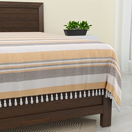 Värde Kerala Double Bedsheet Without Pillow Cover | Handloom Cotton Bedsheets for Double Bed | Breathable & Skin Friendly |100x108 Inches, 8.3x9 Feet | King Size (Chardonnay) - Image 3