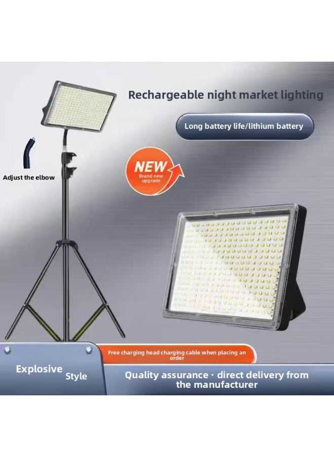 Generic Portable Strong Light Night Market Rechargeable Emergency Lighting Rechargeable Camping Stall Light LED Mobile Stall Bracket Outdoor-Light Source Power: Single Lamp Holder Without Bracket -Light Color:500w White Light  - Image 1