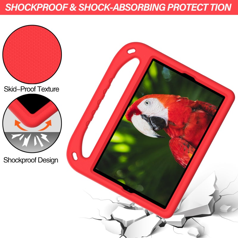 erorex For Xiaomi Mi Pad 4 Plus & Samsung Galaxy Tab A 10.1 2019 Sm-T510 / Sm-T515 Handle Portable Eva Shockproof Protective Case With Triangle Holder(Red) - Image 3