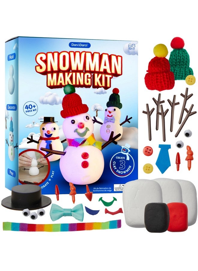 Dan&Darci Snowman Making Kit for Kids - Build a Snow Man Craft Kits for Girls, Boys, Toddlers Ages Kid Winter Christmas Crafts Activities Stocking Stuffers Fun Toys Ideas for 6, 7, 8 Year Old - Image 1