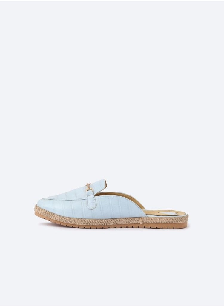 Zahwa - Circular Flat Leather Crocodile Print Animal Slipper With Accessories - Image 1