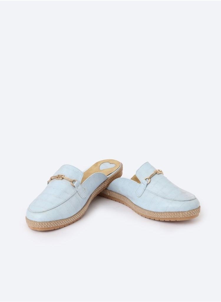 Zahwa - Circular Flat Leather Crocodile Print Animal Slipper With Accessories - Image 1