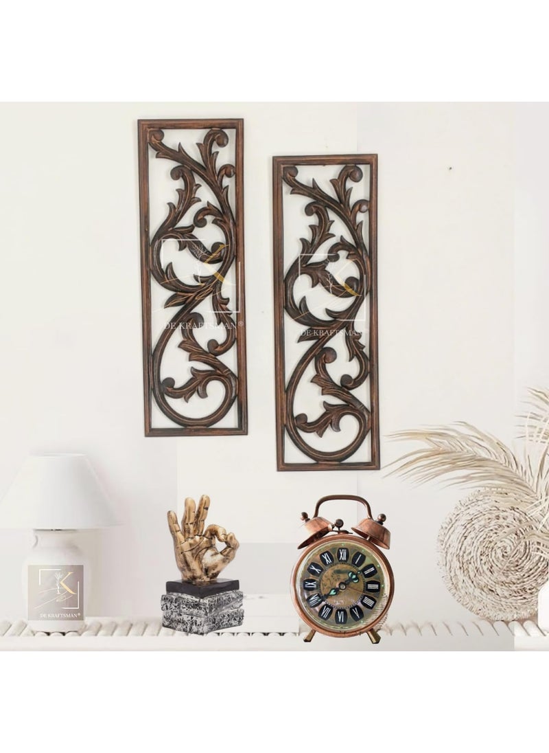 DE KRAFTSMAN DE KRAFTSMAN wall panels for living roomwall decoration itemswall plaque set of 2 ITALIANO design handcarvedwall decorwall hanging decoration 24x8 inch  - Image 1