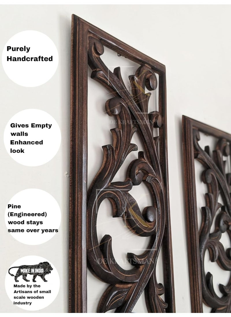 DE KRAFTSMAN DE KRAFTSMAN wall panels for living roomwall decoration itemswall plaque set of 2 ITALIANO design handcarvedwall decorwall hanging decoration 24x8 inch  - Image 3