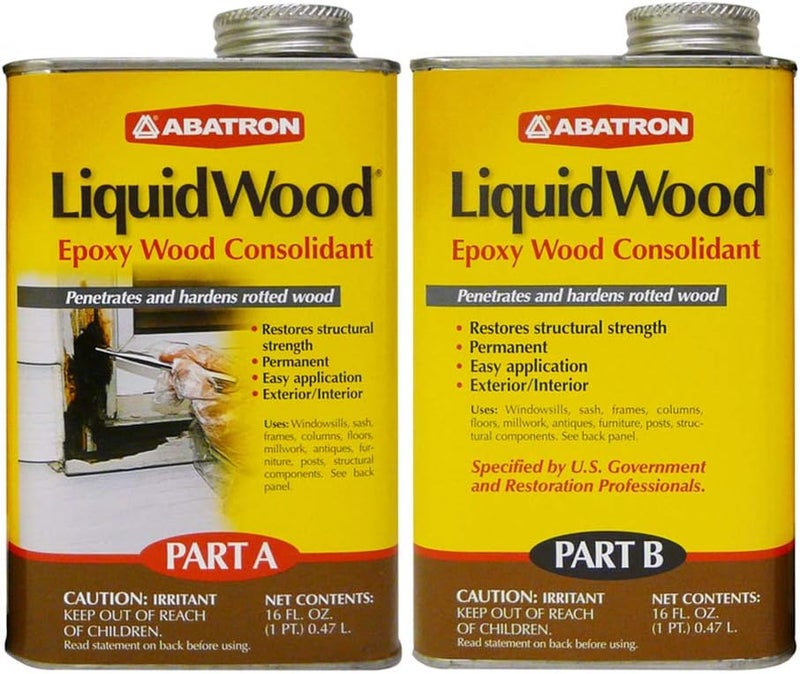 Abatron LiquidWood 2 Pint Kit – 2-Part Structural Epoxy Wood Hardener and Consolidant Resin. - Image 1