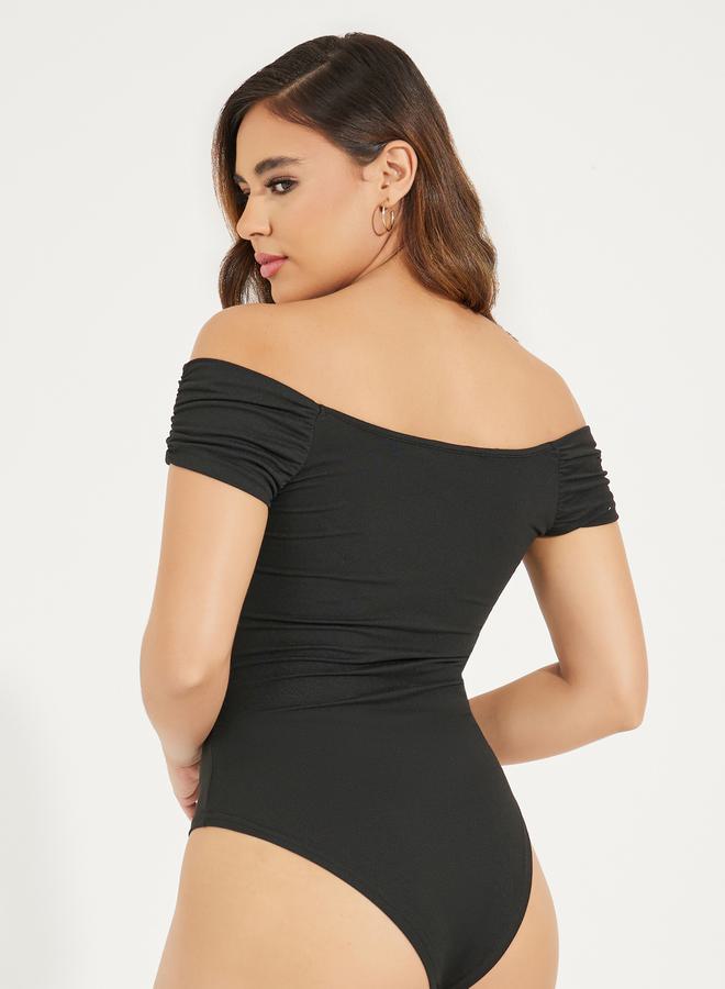Styli Solid Off Shoulder Bodysuit with Wrap Detail  - Image 5