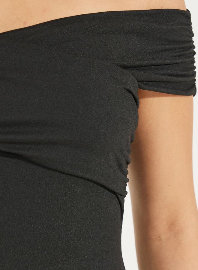 Styli Solid Off Shoulder Bodysuit with Wrap Detail  - Image 4
