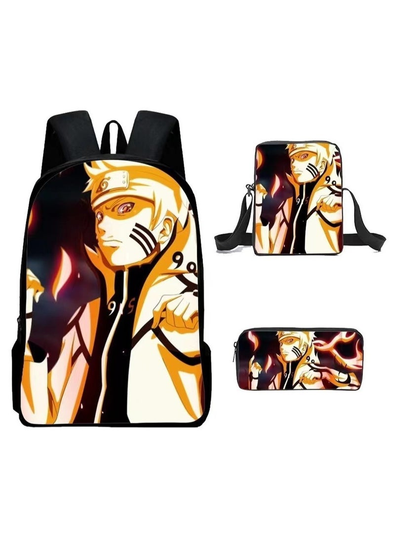 Naruto Cartoon Anime Student Backpack Three-Piece Set 29*42*16cm