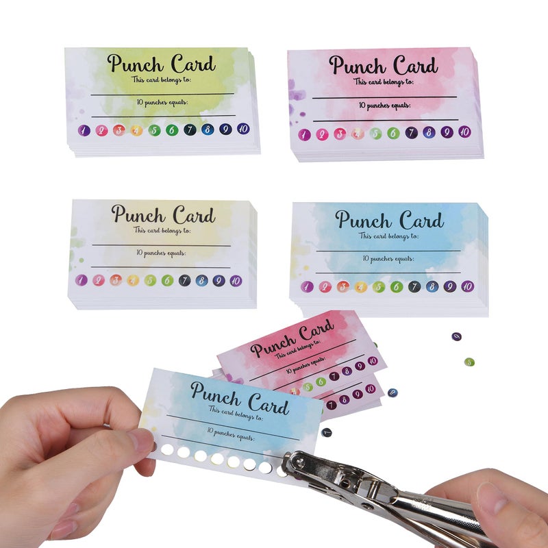 Jsehchya 120 PCS Behavior Reward Punch cards for Kids,suit for Classroom Student Awards Loyalty,Reward Customer Business Incentive Loyalty (water color) - Image 1